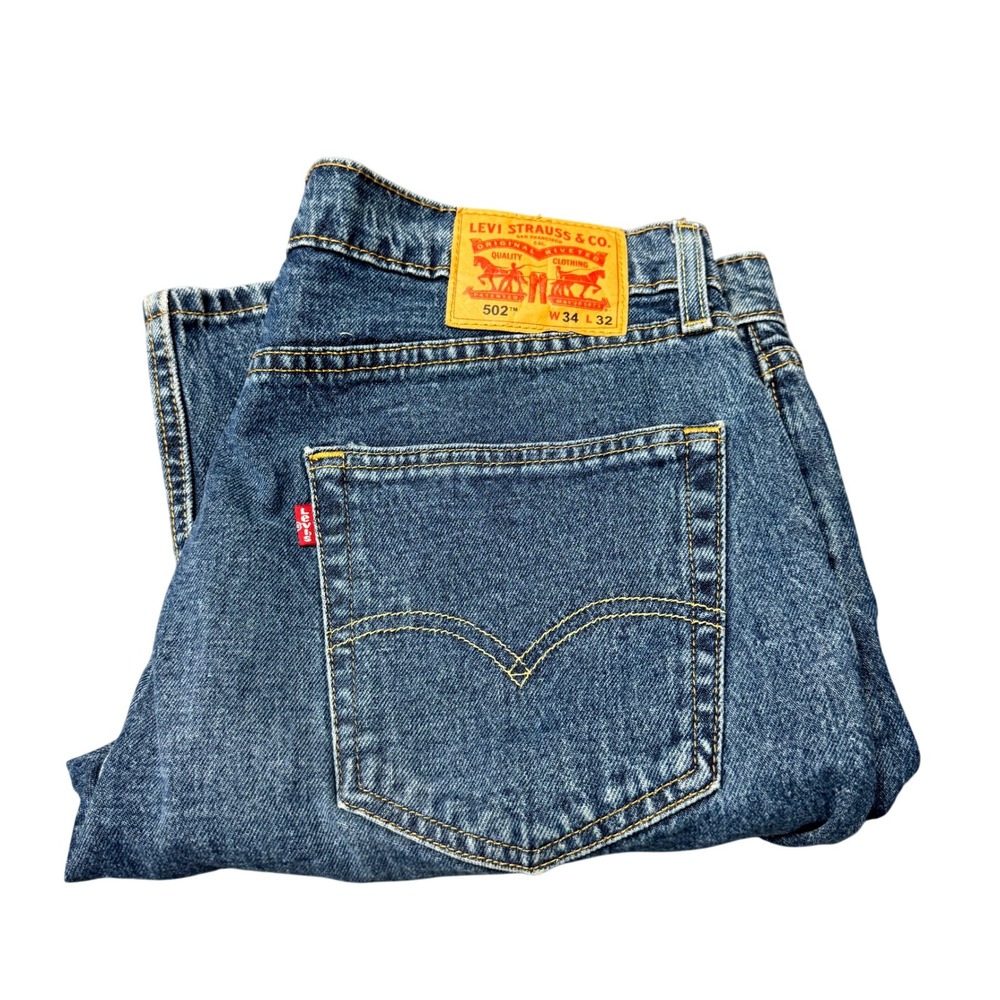 Levi's 502 Jeans Mens 34x32 (35x31 ACTUAL) Regular Taper Blue Denim Classic